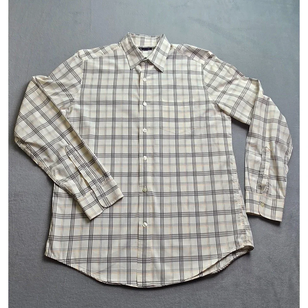 Gap Mens Medium Check‎ Long Sleeve Button Up Shirt Casual Classic NWOT 2010